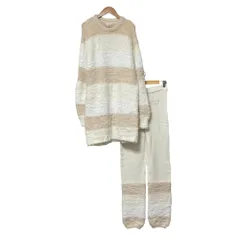 美品 23AW gelato pique ジェラートピケ ボーダーワンピース パンツ セットアップ サイズF ベージュ ホワイト レディース 古着 中古 USED