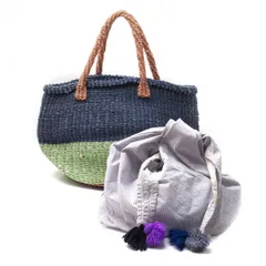 トリココムデギャルソンtricot COMME des GARCONS ギンガムチェックインナーバッグ付きかごバッグ 緑青他のサムネイル