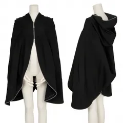 コムデギャルソンCOMME des GARCONS ウールギャバサークルジップポンチョ 黒Fのサムネイル