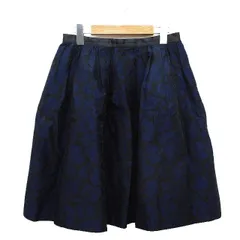 ユナイテッドアローズ UNITED ARROWS フレア スカート 膝丈 花柄 タック 切替テープ 38 ネイビー 紺 /HT13