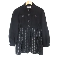 美品 miss ashida ミスアシダ ストライプ ステッチ 切替 シャツジャケット 9号 ブラック レディース 古着 中古 USEDのサムネイル