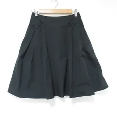 良品 FOXEY NEW YORK フォクシー ニューヨーク ストレッチタフタ サイドリボン フレア ミニスカート 24901 38 ブラック レディース 古着 中古 USEDのサムネイル