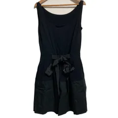 美品 NATURAL by FOXEY ナチュラルバイフォクシー ノースリーブ ウエストリボン ミニドレス ワンピース 29730 サイズ38 ブラック レディース 古着 中古 USEDのサムネイル