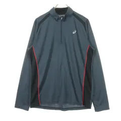 asics アシックス ワンポイントロゴ 長袖 ハーフジップ トラックジャケット L グレー系 ジャージ メンズ 古着のサムネイル