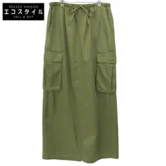 MACPHEE　マカフィー　美品 コットン レーヨン モールスキン カーゴマキシスカート レディース カーキ 36 25年製　36のサムネイル