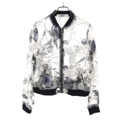 ZARA BASIC ザラベーシック 総柄 シースルー ブルゾン S ネイビー系 DEPT レディース 古着のサムネイル
