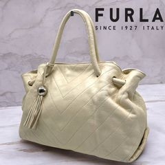 FURLA Y2K ゴールドレザー ボストンバッグ 本革 メタリック A4大容量
