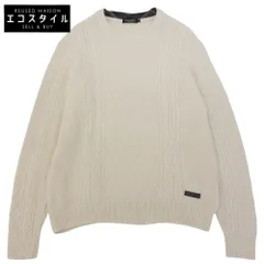 BLACK LABEL CRESTBRIDGE　ブラックレーベルクレストブリッジ　美品 クルーネックケーブルニット トップス メンズ ホワイト L　L