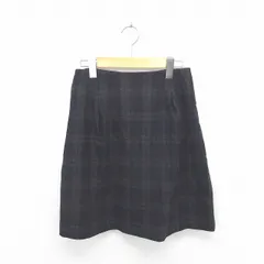 アナトリエ ANATELIER スカート 台形 チェック ひざ丈 バックジップ ウール 38 チャコールグレー ネイビー 灰 紺 /TT31