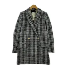 ZARA BASIC ザラベーシック ダブルボタン チェックロングジャケット sizeEUR XS/ネイビー系のサムネイル
