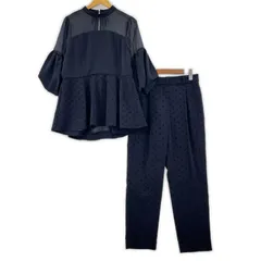 RUIRUE BOUTIQUE ルイルエブティック ドット ボリュームスリーブペプラムトップス＆テーパードパンツセットアップ size表記なし/ネイビー