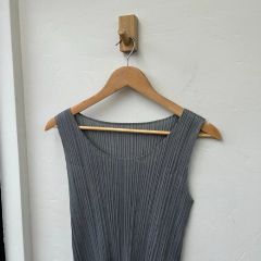 pleats please】ノースリーブ シースルーロングワンピース サイズ4