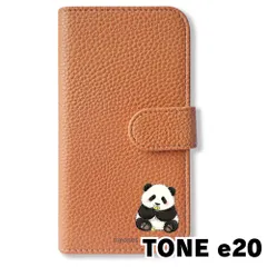 【新品未使用】 TONE e20 手帳型スマホ ケース カバー (色：アプリコット×パンダ) パンダ 大熊猫 ぱんだ 花 かわいい ゆるかわ イラスト flip2-tonee20-aprc-485