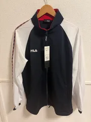 (^w^)b 【新品タグ付】 90s カネボウ期 FILA トラックジャケット L ダークネイビー 紺 ホワイト 白 レッド 赤 刺繍ロゴ サイドライン ジャージ デッドストック ヴィンテージ フィラ レトロ ストリート メンズ OM12662MRのサムネイル