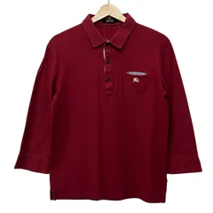 Burberry Black Label(バーバリーブラックレーベル) 七分袖ポロシャツ サイズ2 M メンズ美品  - レッド×ブルー×白