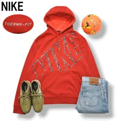 ナイキ NIKE サーマフィット THERMA－FIT ロゴ プリント パーカー ジャージ フーディー トレーナー スウェット 裏起毛 XXL レッド スポーツ ストリート カジュアル メンズ