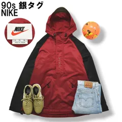 90s ヴィンテージ 銀タグ ナイキ NIKE アノラック パーカー ナイロン プルオーバー ジャケット ジャンパー ラグランスリーブ 裏地 メッシュ ベンチレーション XL ワインレッド メンズ
