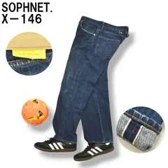 日本製 ソフネット SOPHNET. X－146 レギュラー ストレート デニム パンツ ジップアップ riri zip 5ポケット 赤耳 セルビッジ シンチバック 32 インディゴ ストリート メンズのサムネイル