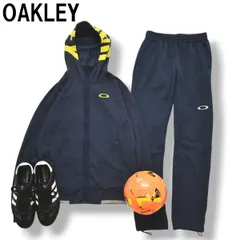 オークリー OAKLEY トラック スーツ ジャージ セットアップ 上下 ジップ パーカー x パンツ ロゴ プリント S ネイビー x イエロー スポーツ ウェア タウンユース レジャー メンズのサムネイル
