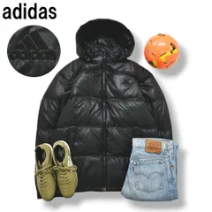【定番】 アディダス adidas キルティング ダウン ジャケット パーカー ジャンパー ウィンドブレーカー パフォーマンス ロゴ O ブラック スポーツ ストリート アウトドア メンズ