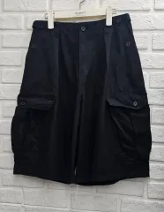 A4496 ブラック カーゴ ハーフパンツ