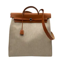 エルメス HERMES エールバッグMM □C刻 ベージュ/ゴールド ゴールド金具 トワル・レザー メンズ ショルダーバッグのサムネイル