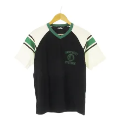 ヒステリックグラマー HYSTERIC GLAMOUR Tシャツ Vネック 半袖 ラグラン 切替 配色 ライン ロゴ プリント M 緑 グリーン /CK12 ■GY35のサムネイル