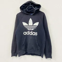 adidas　アディダス　スウェットパーカー/フーディー　フェード　ラグランスリーブ　トレフォイルロゴ　黒　ブラック　Lサイズ　古着【値段交渉OK！】