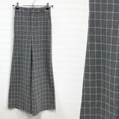 【定番人気】GU ワイドパンツ S グレー チェック レディース ジーユー #RW53