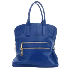 トラサルディ TRUSSARDI 美品 トートバッグ 青 フロントジップポケット ゴールド金具 /IL ■GY99のサムネイル