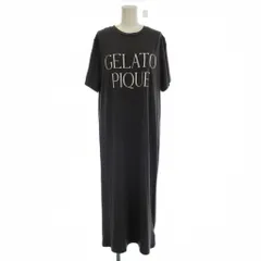 ジェラートピケ gelato pique ワンピース F グレー ロゴプリント 半袖 ロング丈 /LP