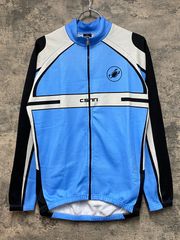 KE535 카스테리 Castelli 긴 소매 사이클 저지 물 화이트 M 뒷 기모 빈티지