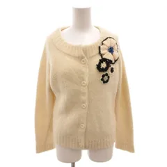 ユキトリイ YUKI TORII カーディガン ニット 長袖 フラワーモチーフ アルパカ 40 ベージュ /FFのサムネイル