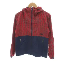 ザノースフェイス THE NORTH FACE ウィンドブレーカー L 赤 レッド 青 ブルー チェック柄 ロゴ刺繍 ツートンカラー ドロスト/HW ■ECA003