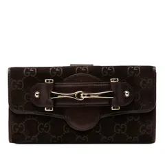 グッチ ホースビット 長財布 138040 ブラウン スウェード レザー レディース GUCCI【1-0270048】