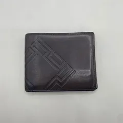 美品　Dunhill　ダンヒル　二つ折り財布　エンボス加工　幾何学模様　レザー　本革　茶　ブラウン