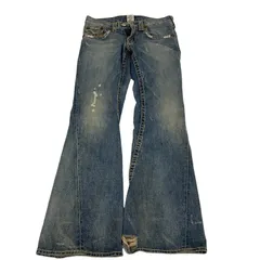 TRUE RELIGION RAINBOW JOEY 112790 レインボーステッチ SEAT33 トゥルー レリジョン パンツ ダメージ ジーンズ 中古 O11137729