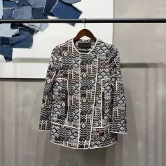 (85) ザラ ZARA レディース カジュアル エスニック ジャカード ノーカラー ジャケット