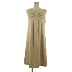 美品♡近年♡ルネ ボウタイ ニットワンピース パール 襟 ベージュ 36