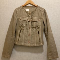 美品✦GRASS WATER ジップブルゾン M カーキ ノーカラー 綿100 