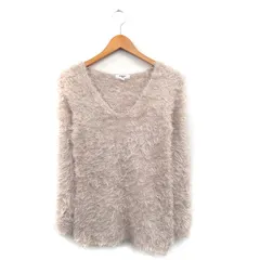 ナチュラルビューティーベーシック NATURAL BEAUTY BASIC シャギーニット 長袖 Vネック シンプル M ベージュ /KT4