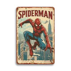 スパイダーマン ヴィンテージ ポスター ブリキ看板 新品 スパイダーマン ブリキ看板 アメコミ レトロ ポスター
