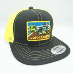 83 黒/黄 トラクター JOHN DEERE ジョンディア メッシュキャップ ロゴ 刺繍 キャップ 帽子のサムネイル