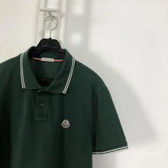 良品⭐️モンクレール ポロシャツ 鹿の子 ワッペン トリコロール 緑