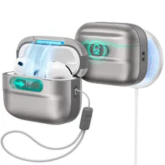 ESR AirPods Pro3 ケース(2025) AirPods Pro 第3世代対応 USB-C／Lightningケーブル対応 MagSafe対応 マグネットカバーロック 落下保護 キャリーストラップ付き エアーポッズプロ3専用 チタニウムp