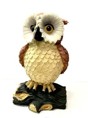 【特大50cm】縁起物 フクロウ 置物 オブジェ 木彫り風 ポリレジン 梟 ガーデニング 縁起物 A1640A12