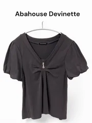 Abahouse Devinette アバハウス ドゥヴィネット レディース Tシャツ カットソー 半袖 Vネック チャコールグレーのサムネイル