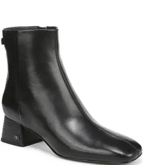 サムエデルマン レディース シューズ ヒール ブーツ レザー Sam Edelman Paige Leather Square Toe Dress Booties Black ブラック