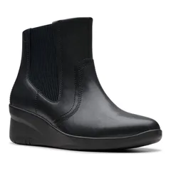 クラークス レディース シューズ ブーツ・レインブーツ アンクル レザー Clarksuttyn Rae Womens Leather Wedge Ankle Boots Black ブラック