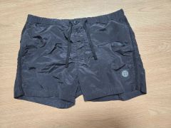 ストーンアイランド黒 stoneisland ナイロンメタル ショーツ S 美